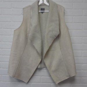 Reitman's Iridescent Ivory Faux Suede Sherpa Lined Raw Edge Vest Size 16
